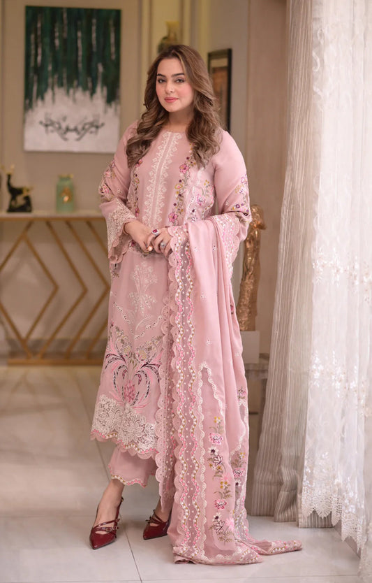 Aneelas Luxury Lawn - D10 (Blush Pink)