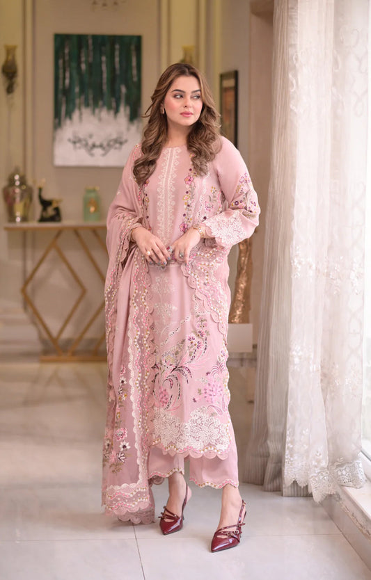 Aneelas Luxury Lawn - D10 (Blush Pink)
